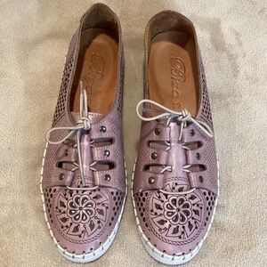 Biza Petra Dusty Pink laser‎ cut leather sneakers, Women's EU 39, US 8, UK 6